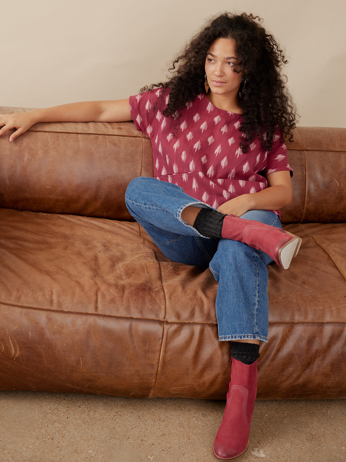 Dana Top - Garnet Ikat