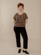 Odelia Top - Black and Tan Gingham