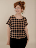 Odelia Top - Black and Tan Gingham