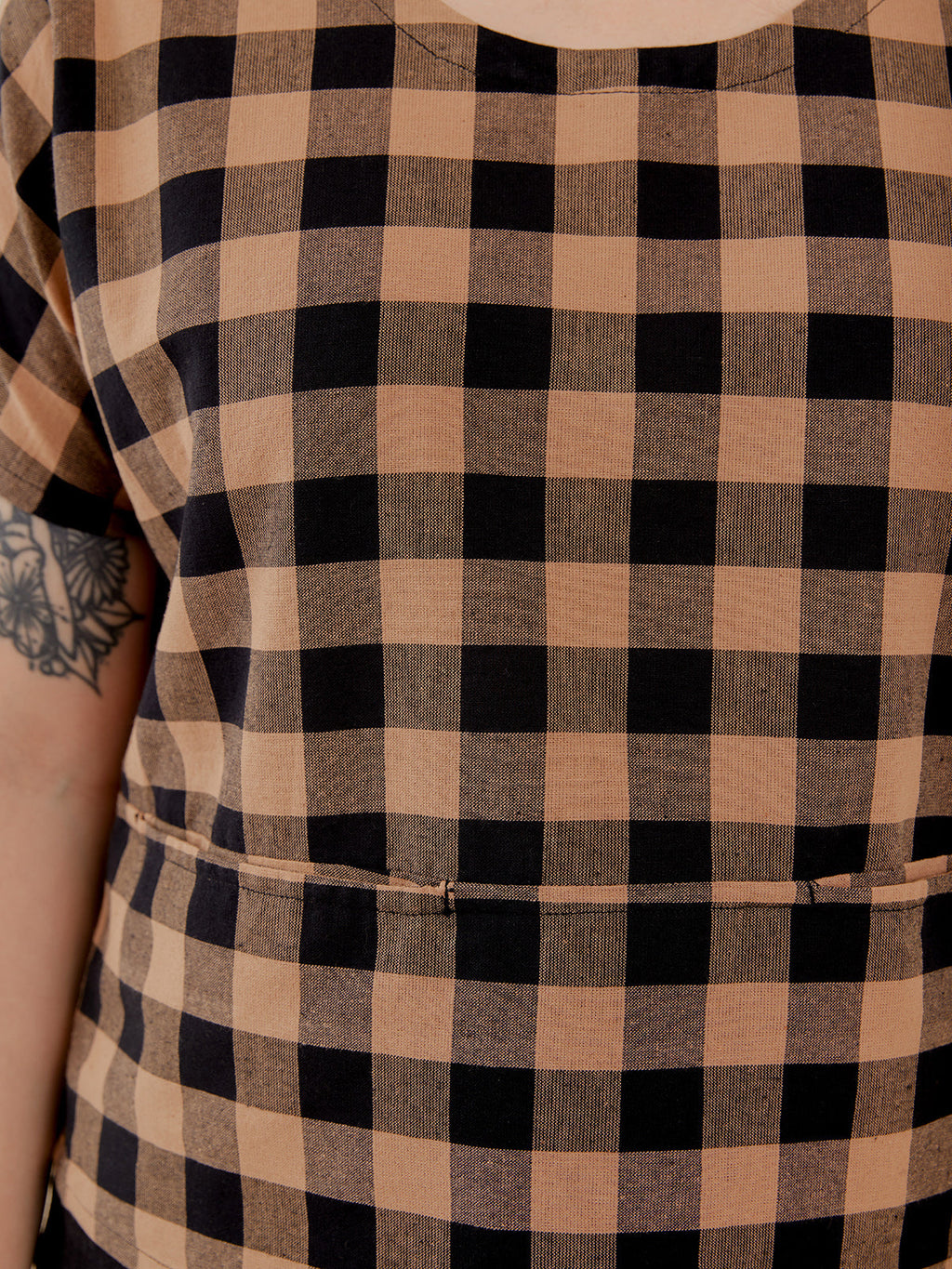 Odelia Top - Black and Tan Gingham