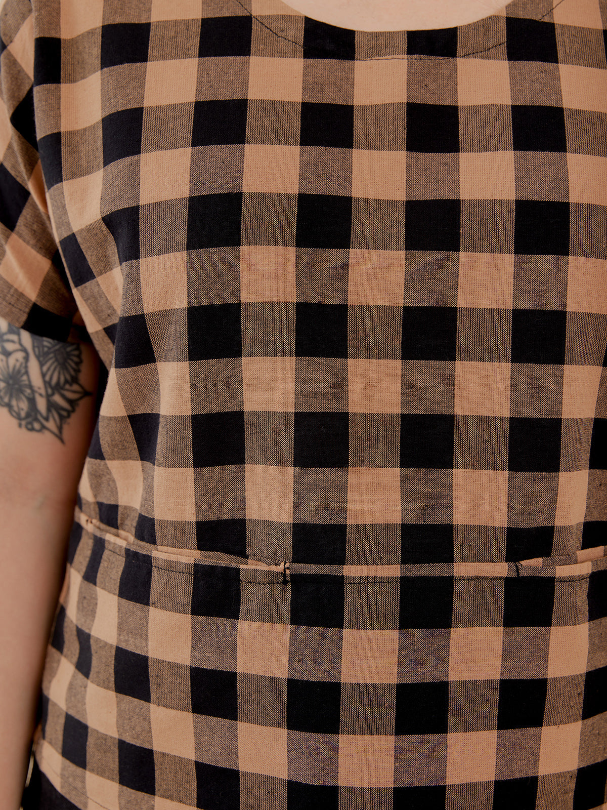 Odelia Top - Black and Tan Gingham