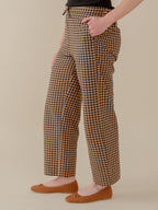 Emmy Drawstring Pant - Black and Tan Small Gingham