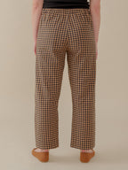 Emmy Drawstring Pant - Black and Tan Small Gingham