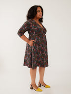 Callie 3/4 Sleeve Wrap Dress - Geo Jewels