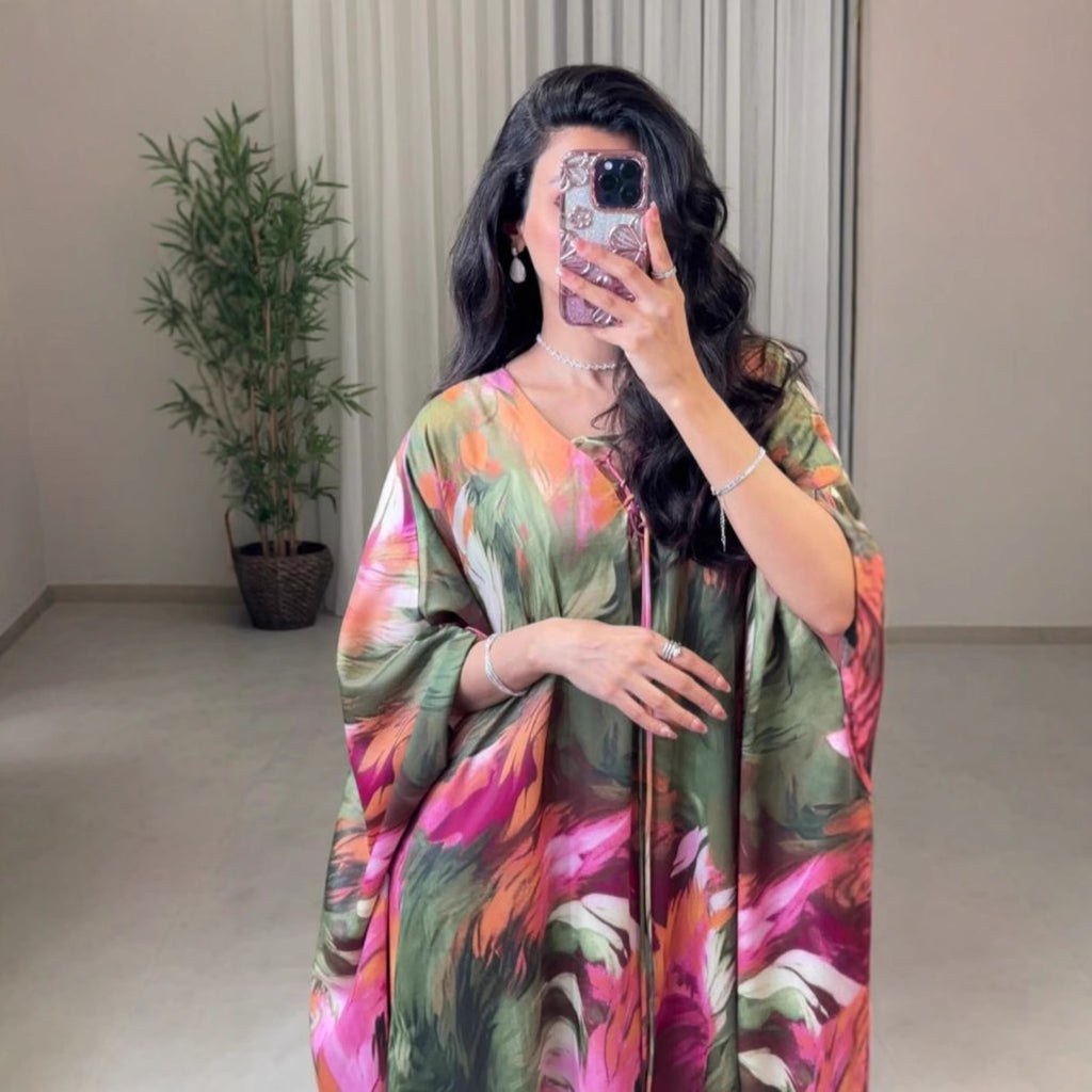 2026 Spring and Summer New Printed Kaftan Robe Evening Dress
