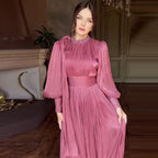 Women's Fashionable Dress with Waist-Cinching Design and Long Sleeves