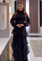 Women's Elegant Fashion Ruffled Slim Dress