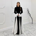 Women's Flared Sleeve Color Block Elegant Waist-Cinching Dress 