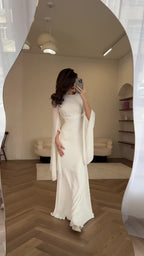 Summer Patchwork Glass Veil Long Sleeve Satin Slim Dress