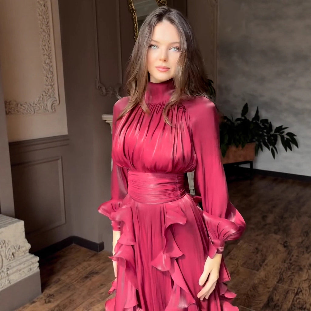 Women's Elegant Fashion Ruffled Slim Dress