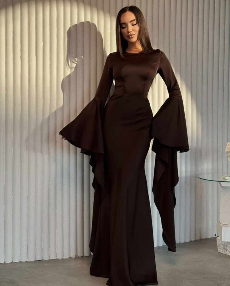 New Style Evening Dress with Large Swing and Flutter Sleeves