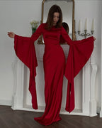 New Style Evening Dress with Large Swing and Flutter Sleeves