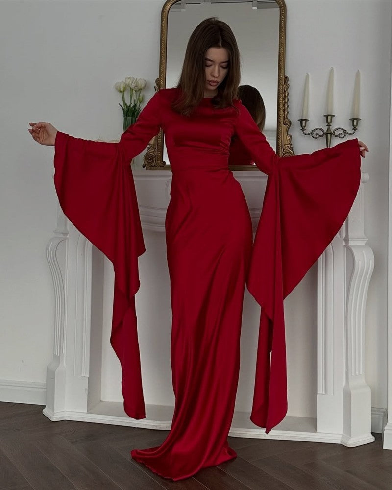 New Style Evening Dress with Large Swing and Flutter Sleeves