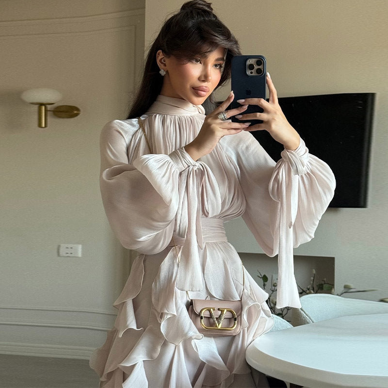 Women's Elegant Fashion Ruffled Slim Dress