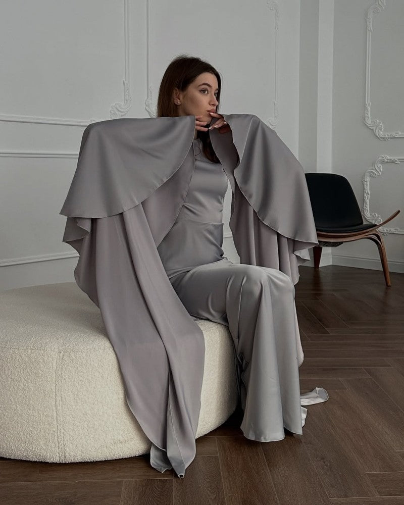 New Style Evening Dress with Large Swing and Flutter Sleeves