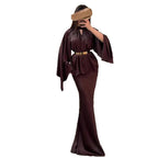 Women's Elegant Slim Fit Brown Skirt Set