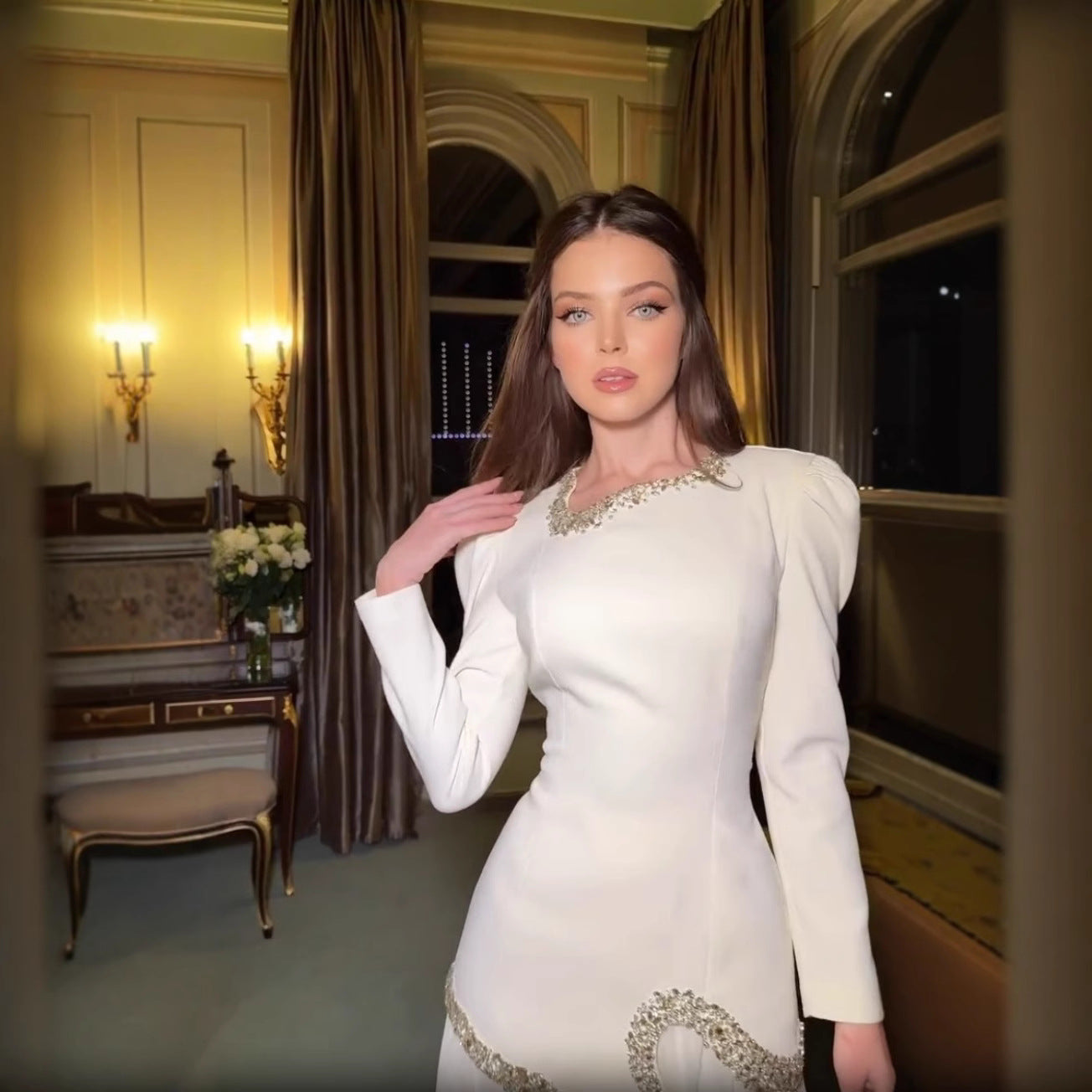 2025 Spring and Summer Sexy Hot Drill Pleated Dress