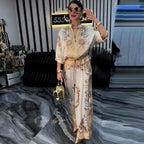 Fashion 3D Printed Floral Baseball Jacket and Drawstring Pants Two-Piece Set