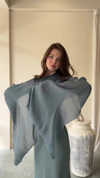 Summer Patchwork Glass Veil Long Sleeve Satin Slim Dress