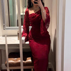 2025 Spring Elegant Lace Rhinestone Bodycon Evening Dress