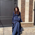 New Style Evening Dress with Large Swing and Flutter Sleeves