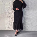Elegant Mature Women's Spring New Cross-Border Long Pleated Dress