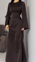 Spring New Waist-Cinching Slimming Tie Solid Color Long Sleeve Long Dress Elegant Women's Dress