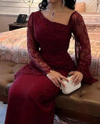 2025 Spring Elegant Lace Rhinestone Bodycon Evening Dress