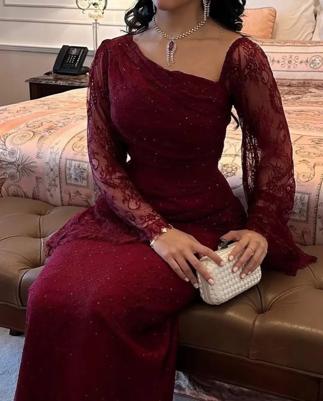 2025 Spring Elegant Lace Rhinestone Bodycon Evening Dress