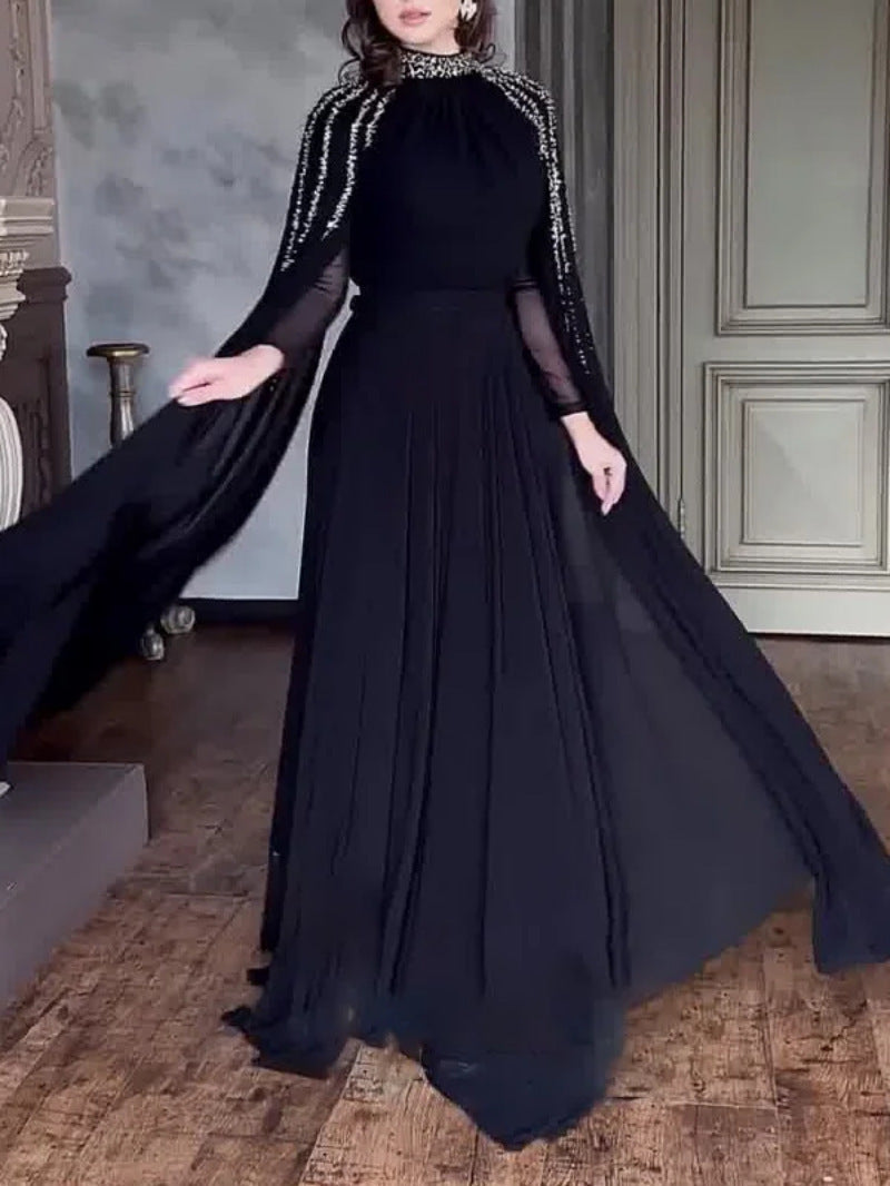 Spring and Summer New Women's Middle Eastern Rhinestone Long Gown Evening Dress