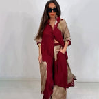 Elegant Sexy Printed Mid-Length Top and Wide-Leg Pants Two-Piece Set