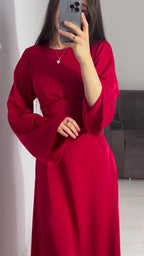 Spring New Waist-Cinching Slimming Tie Solid Color Long Sleeve Long Dress Elegant Women's Dress