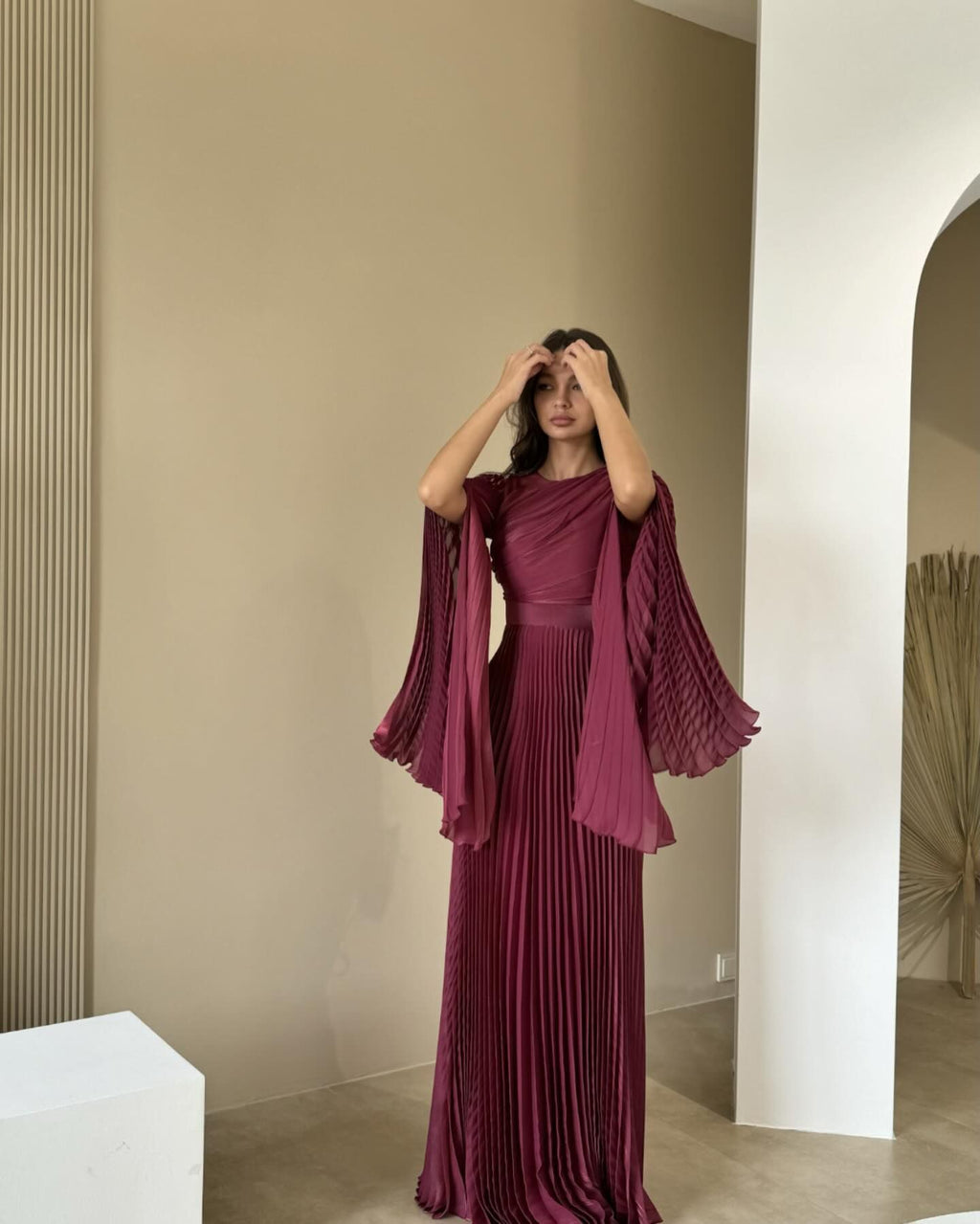 Solid Color Waist Fairy Style Elegant Long Evening Dress for Women