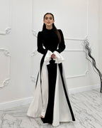 Women's Flared Sleeve Color Block Elegant Waist-Cinching Dress