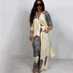 Elegant Sexy Printed Mid-Length Top and Wide-Leg Pants Two-Piece Set