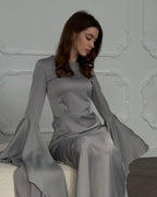 New Style Evening Dress with Large Swing and Flutter Sleeves