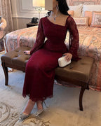 2025 Spring Elegant Lace Rhinestone Bodycon Evening Dress