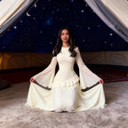 Elegant Solid Color Flared Sleeve Dress