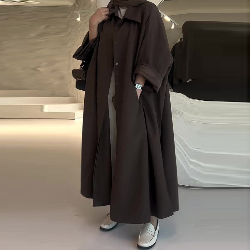 Women's Solid Color Simple Style Loose Versatile Trench Coat