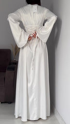 Spring New Waist-Cinching Slimming Tie Solid Color Long Sleeve Long Dress Elegant Women's Dress