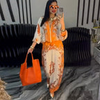 Fashion 3D Printed Floral Baseball Jacket and Drawstring Pants Two-Piece Set