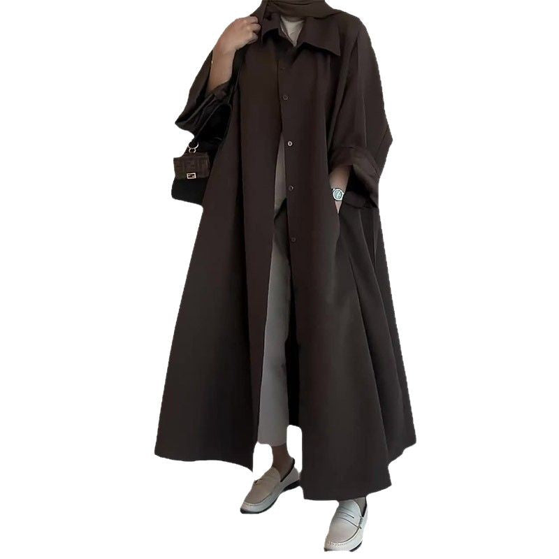 Women's Solid Color Simple Style Loose Versatile Trench Coat
