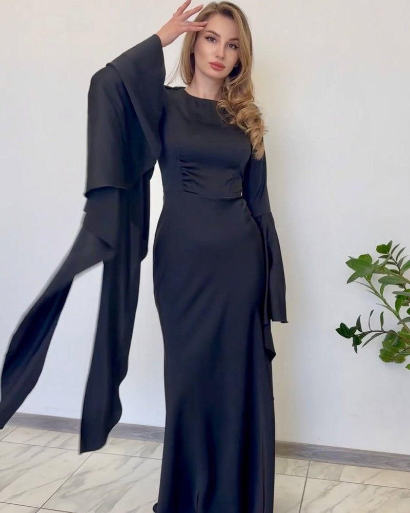 New Style Evening Dress with Large Swing and Flutter Sleeves